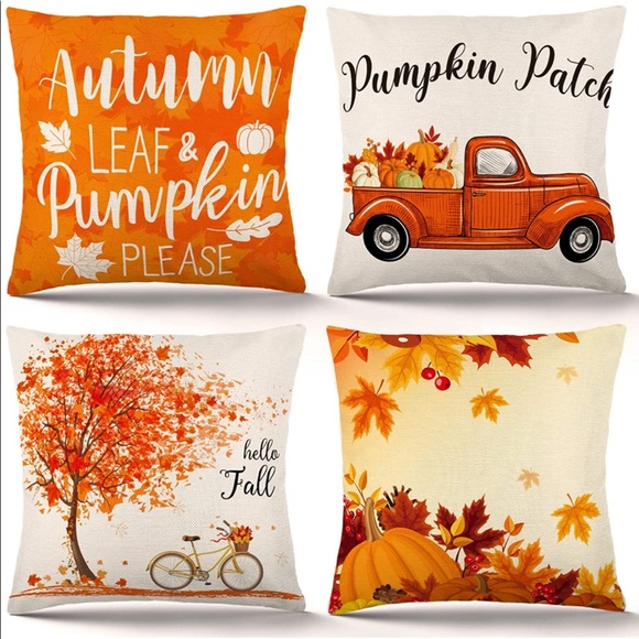 Other - Fall Pillow Covers 18x18 Set of 4 Autumn Pumpkin Thanksgiving Pillow Covers 🎃🍁